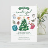 エレガントクリスマス要素パーティー 招待状 (スタンド正面)