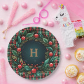 エレガントクリスマス赤と緑の格子縞 ペーパープレート (パーティー)