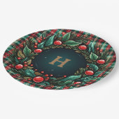 エレガントクリスマス赤と緑の格子縞 ペーパープレート (アングル)