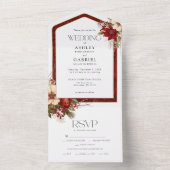 エレガントクリスマス赤ダマスクフローラ オールインワン招待状 (内側)