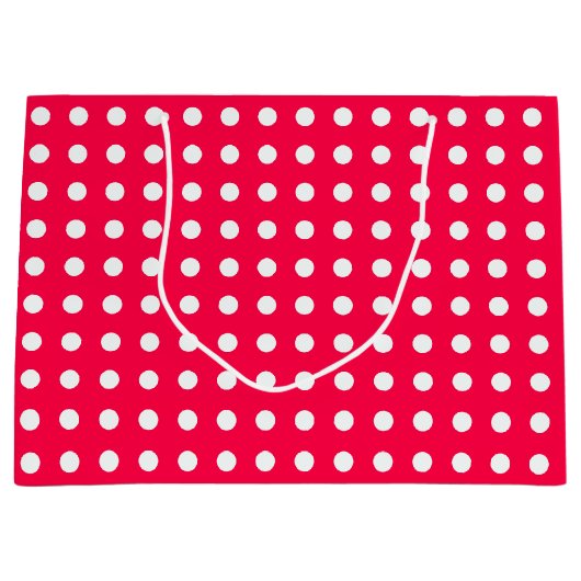 エレガントクリスマス赤水玉模様テンプレート ラージペーパーバッグ (正面)