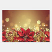 エレガントクリスマス赤金ゴールド高級オリジナル ラッピングペーパーシート (正面)