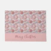 エレガントクリスマス赤面ピンク雪 ドアマット (正面)