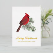 エレガントクリスマス赤(鳥)ショウジョウコウカンチョウバードモノグラム 箔シーズンカード (立ち正面)
