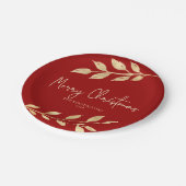 エレガントクリスマス金ゴールドオ離れンホリデーレッド ペーパープレート (アングル)