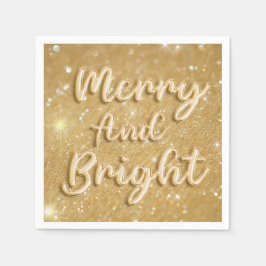 エレガントクリスマス金ゴールドグリッター スタンダードカクテルナプキン