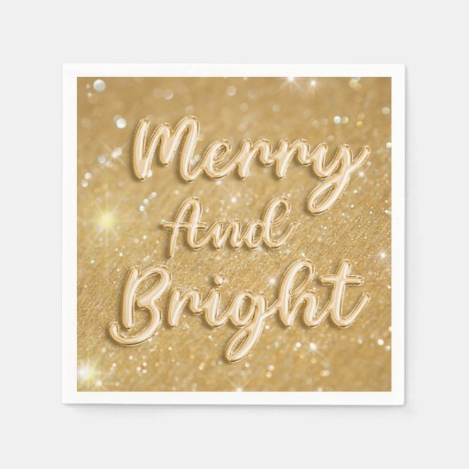 エレガントクリスマス金ゴールドグリッター スタンダードカクテルナプキン (正面)
