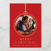 エレガントクリスマス金ゴールドツリーオーナメント赤2枚 箔シーズンカード (正面)