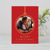 エレガントクリスマス金ゴールドツリーオーナメント赤2枚 箔シーズンカード (立ち正面)