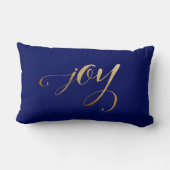 エレガントクリスマス金ゴールドホリデージョイネイビーブルー ランバークッション (裏面)