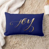 エレガントクリスマス金ゴールドホリデージョイネイビーブルー ランバークッション (ブランケット)