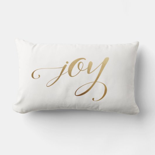 エレガントクリスマス金ゴールドホリデージョイ書 ランバークッション (正面)