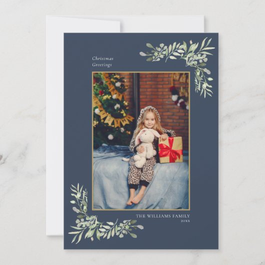 エレガントクリスマス金ゴールド幾何学的な緑の写真 シーズンカード (正面)