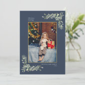 エレガントクリスマス金ゴールド幾何学的な緑の写真 シーズンカード (スタンド正面)