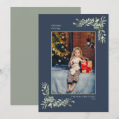 エレガントクリスマス金ゴールド幾何学的な緑の写真 シーズンカード (正面/裏面)