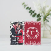 エレガントクリスマス金ゴールド松Joy装飾写真 インビテーションポストカード (スタンド正面)