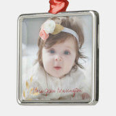 エレガントクリスマス金ゴールド葉の休日の写真 メタルオーナメント (左)