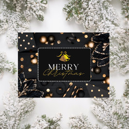 エレガントクリスマス金ゴールド&ブラックホリデーカード シーズンカード