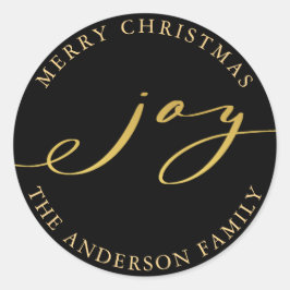 エレガントクリスマス金ゴールド&ブラックホリデー ラウンドシール