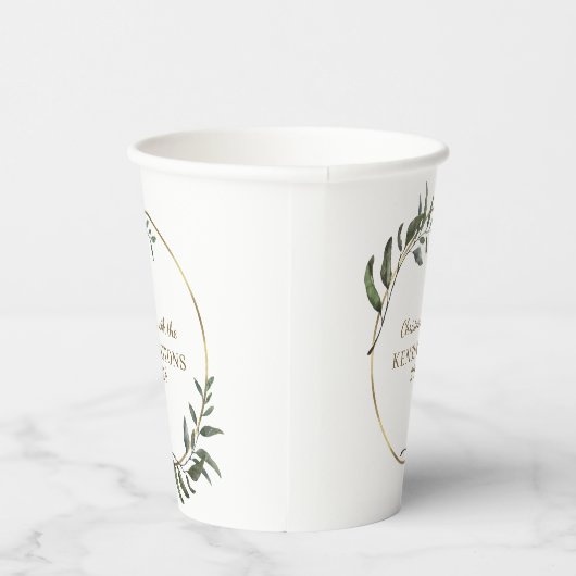 エレガントクリスマス金箔ユーカリ緑 紙コップ (右)