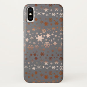 エレガントクリスマス雪片パターンバラ金ゴールド iPhone X ケース