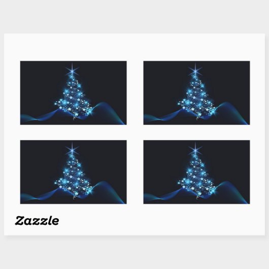 **エレガントクリスマス青** 長方形シール (シート)