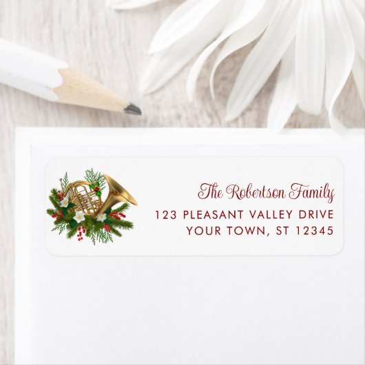 エレガントクリスマス音楽フランスのホーン差出人住所 ラベル (インサイチュ)