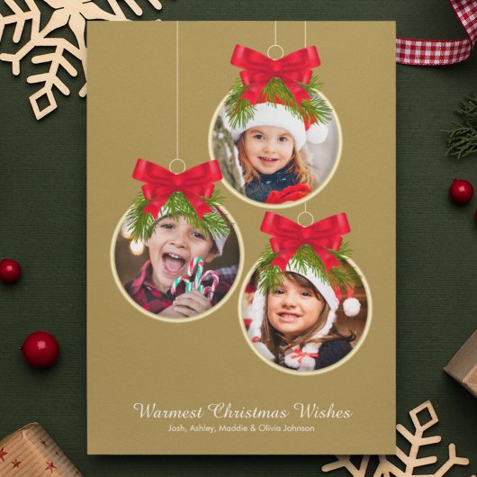 エレガントクリスマス飾り3枚 シーズンカード