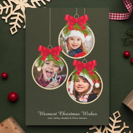 エレガントクリスマス飾り3枚 シーズンカード