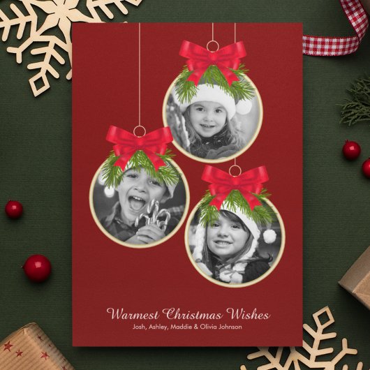 エレガントクリスマス飾り3枚 シーズンカード