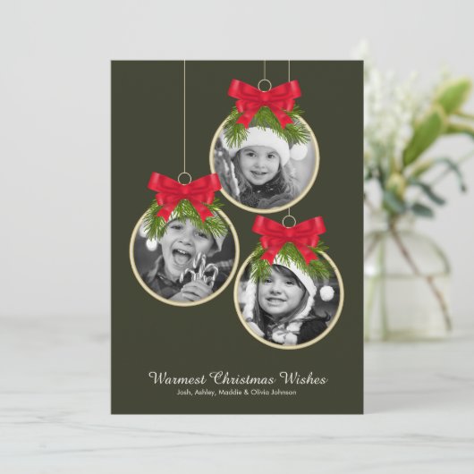 エレガントクリスマス飾り3枚 シーズンカード (スタンド正面)