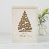 エレガントクリスマス飾カードの木と金ゴールド シーズンカード (スタンド正面)