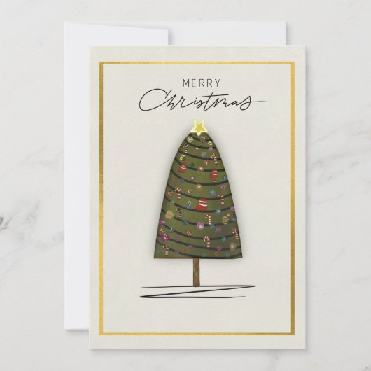 エレガントクリスマス飾カードの木と金ゴールド シーズンカード (正面)