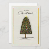 エレガントクリスマス飾カードの木と金ゴールド シーズンカード (正面/裏面)