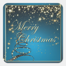 エレガントクリスマス魔法星ステッカー スクエアシール