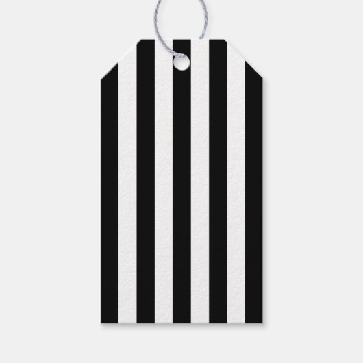 エレガントクリスマス黒白ストライプの ギフトタグ (正面)