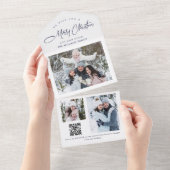 エレガントクリスマス3写真あいさつQRホリデーカード オールインワン招待状 (貼ってはがせる)