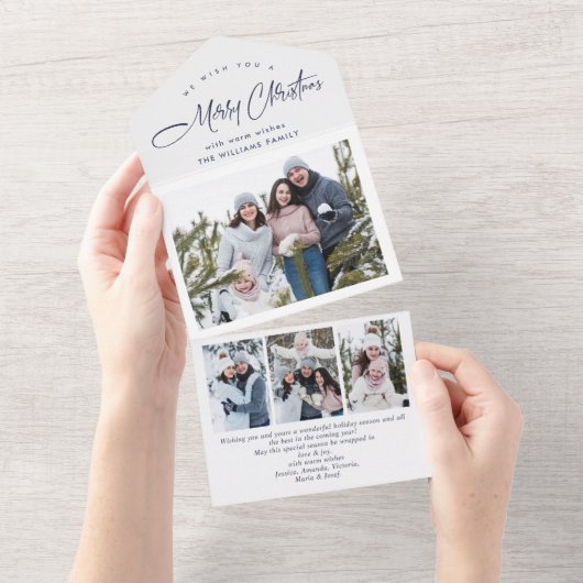 エレガントクリスマス4フォトグリーティングホリデーカード オールインワン招待状 (貼ってはがせる)