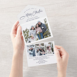 エレガントクリスマス4フォトグリーティングホリデーカード オールインワン招待状
