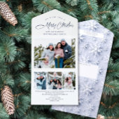 エレガントクリスマス4フォトグリーティングホリデーカード オールインワン招待状