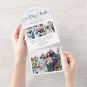 エレガントクリスマス4フォトグリーティングホリデーカード オールインワン招待状 (貼ってはがせる)