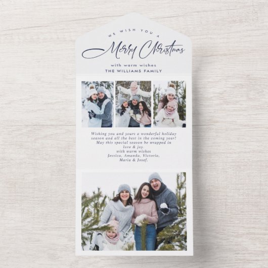 エレガントクリスマス4フォトグリーティングホリデーカード オールインワン招待状 (内側)
