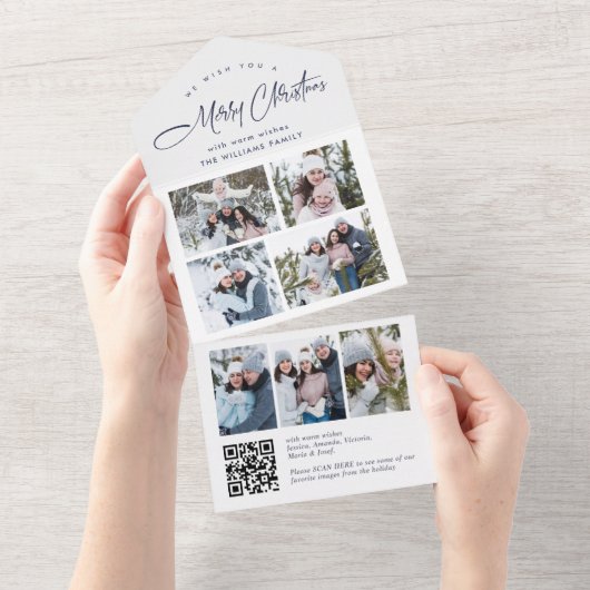 エレガントクリスマス7写真あいさつQRホリデーカード オールインワン招待状 (貼ってはがせる)
