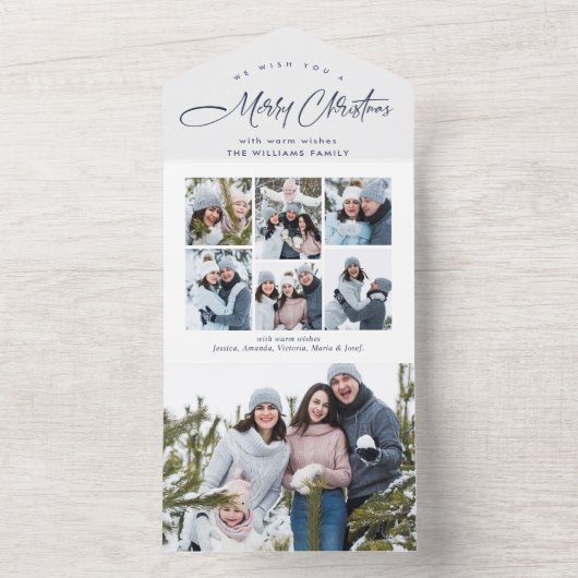 エレガントクリスマス7写真グリーティングホリデーカード オールインワン招待状 (内側)