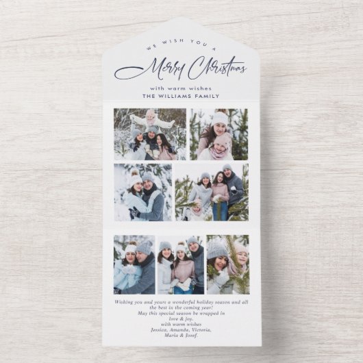 エレガントクリスマス7写真グリーティングホリデーカード オールインワン招待状 (内側)