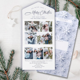 エレガントクリスマス7写真グリーティングホリデーカード オールインワン招待状