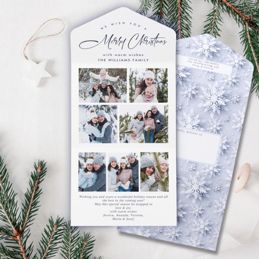 エレガントクリスマス7写真グリーティングホリデーカード オールインワン招待状