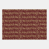 エレガントクリスマス・ブルゴーニュ&金ゴールドグリッタープリント ラッピングペーパーシート (正面2)