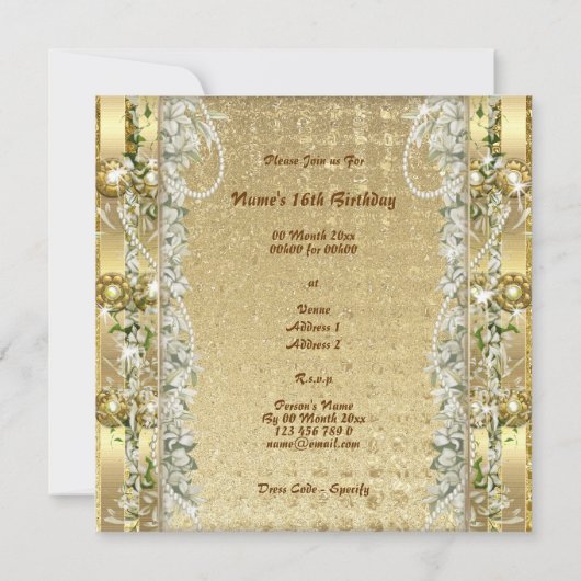 エレガントクリスマス「ホリデーパーティー」金ゴールドカスタム 招待状 (裏面)