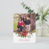 エレガントクリスマス・ポインセチアの休日の写真 シーズンポストカード (スタンド正面)